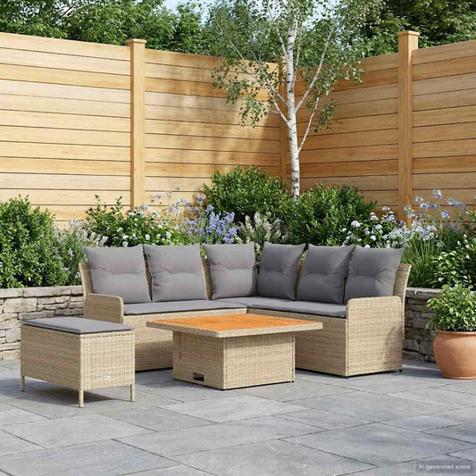 Set di Mobili 5 pcs Beige e Grigio Chiaro Rattan in PE