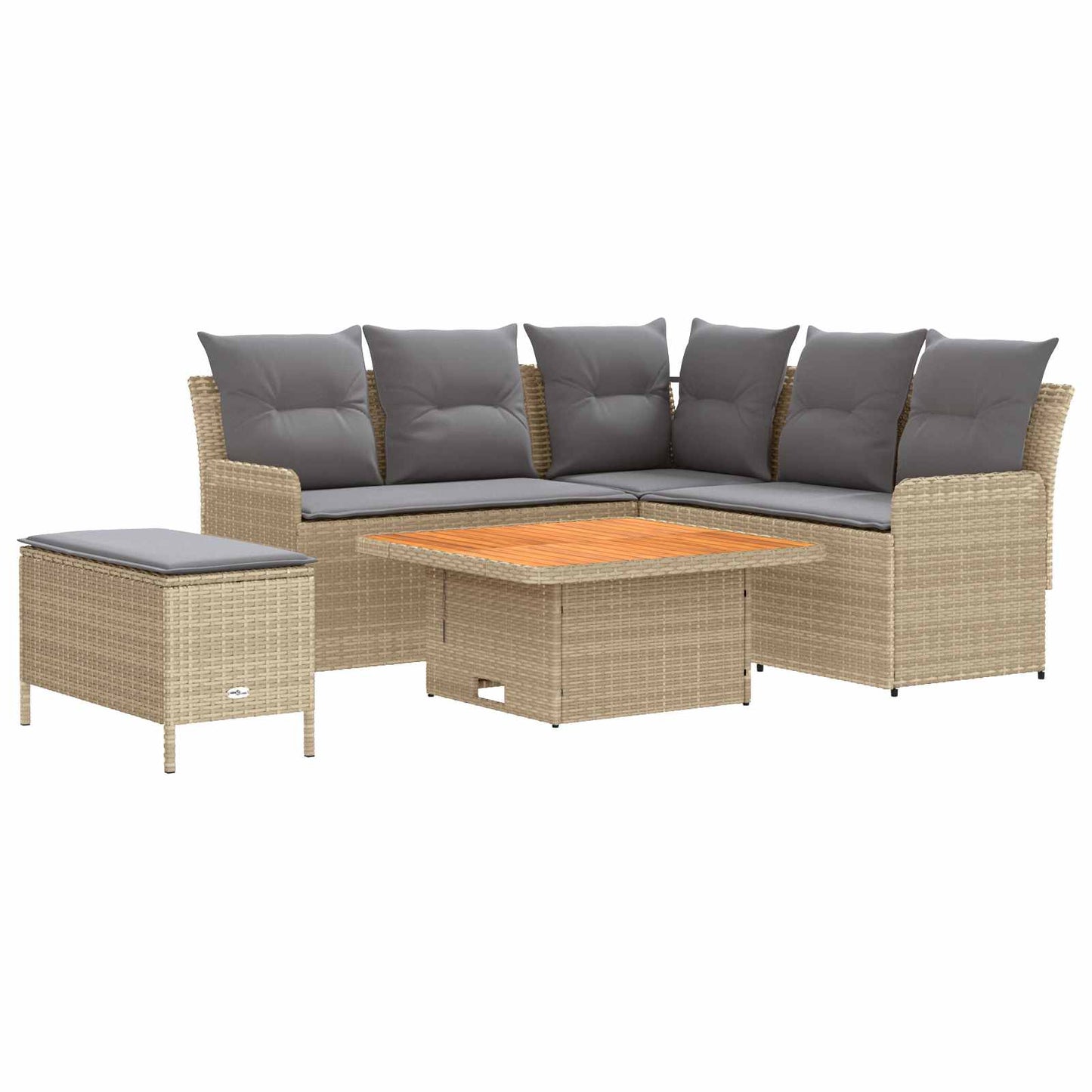 Set di Mobili 5 pcs Beige e Grigio Chiaro Rattan in PE | homemem39