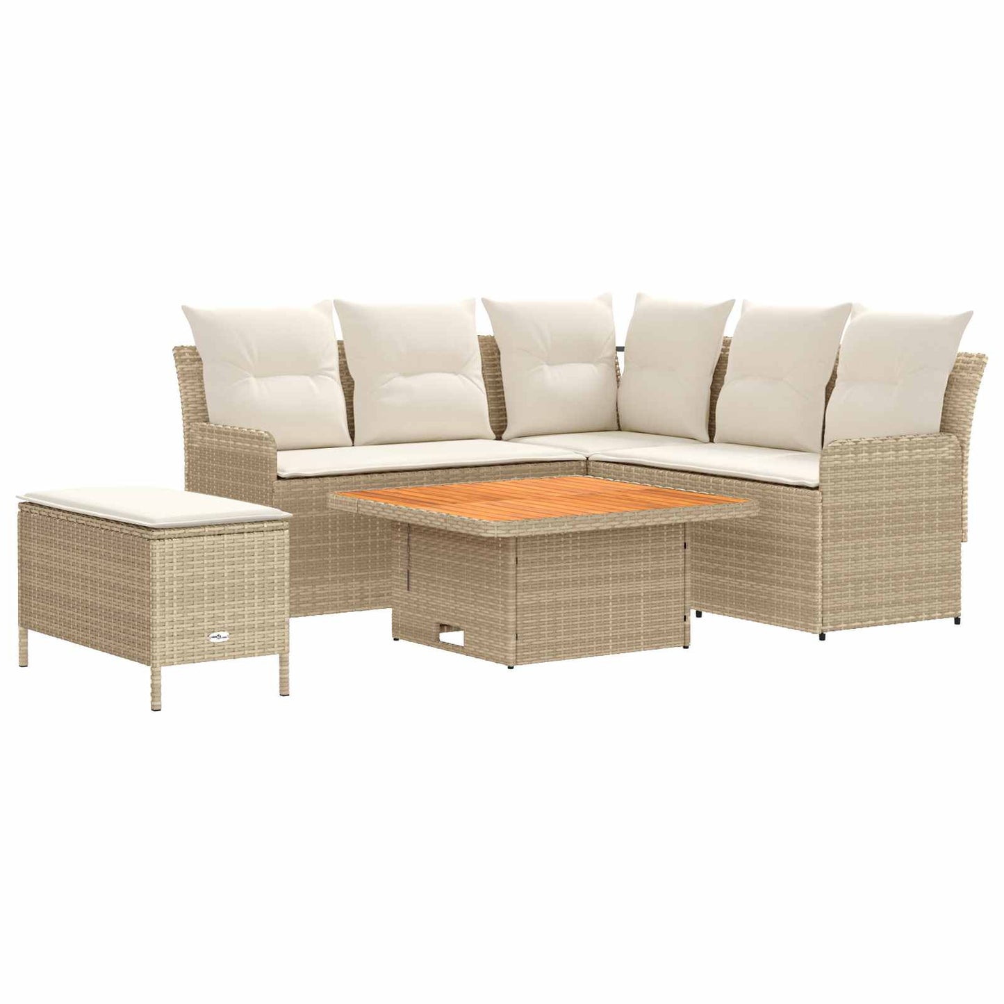 Set di Mobili con cuscino 5 pcs Beige e Crema Rattan in PE | homemem39