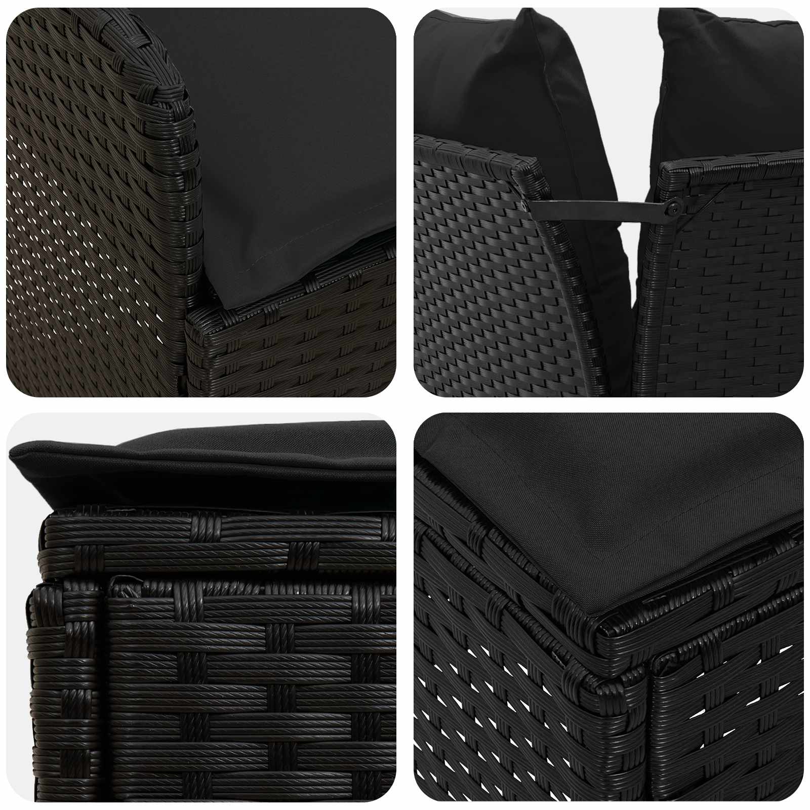 Set di Mobili con cuscino 7 pcs Nero Rattan in PE | homemem39