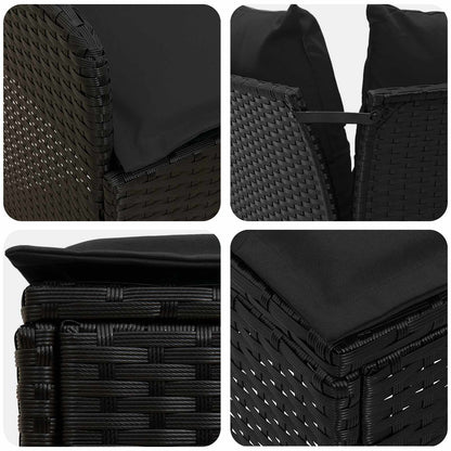 Set di Mobili con cuscino 7 pcs Nero Rattan in PE