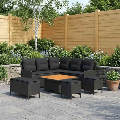 Set di Mobili con cuscino 7 pcs Nero Rattan in PE | homemem39