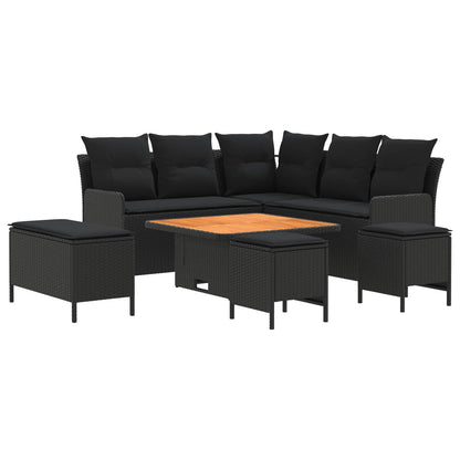 Set di Mobili con cuscino 7 pcs Nero Rattan in PE