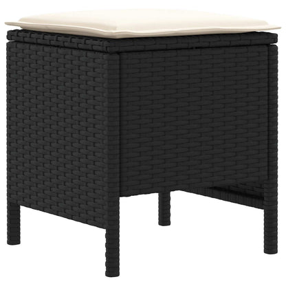 Set di Mobili con cuscino 7 pcs Nero e Crema Rattan in PE | homemem39