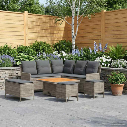 Set di Mobili 7 pcs Grigio e Grigio Scuro Rattan in PE | homemem39