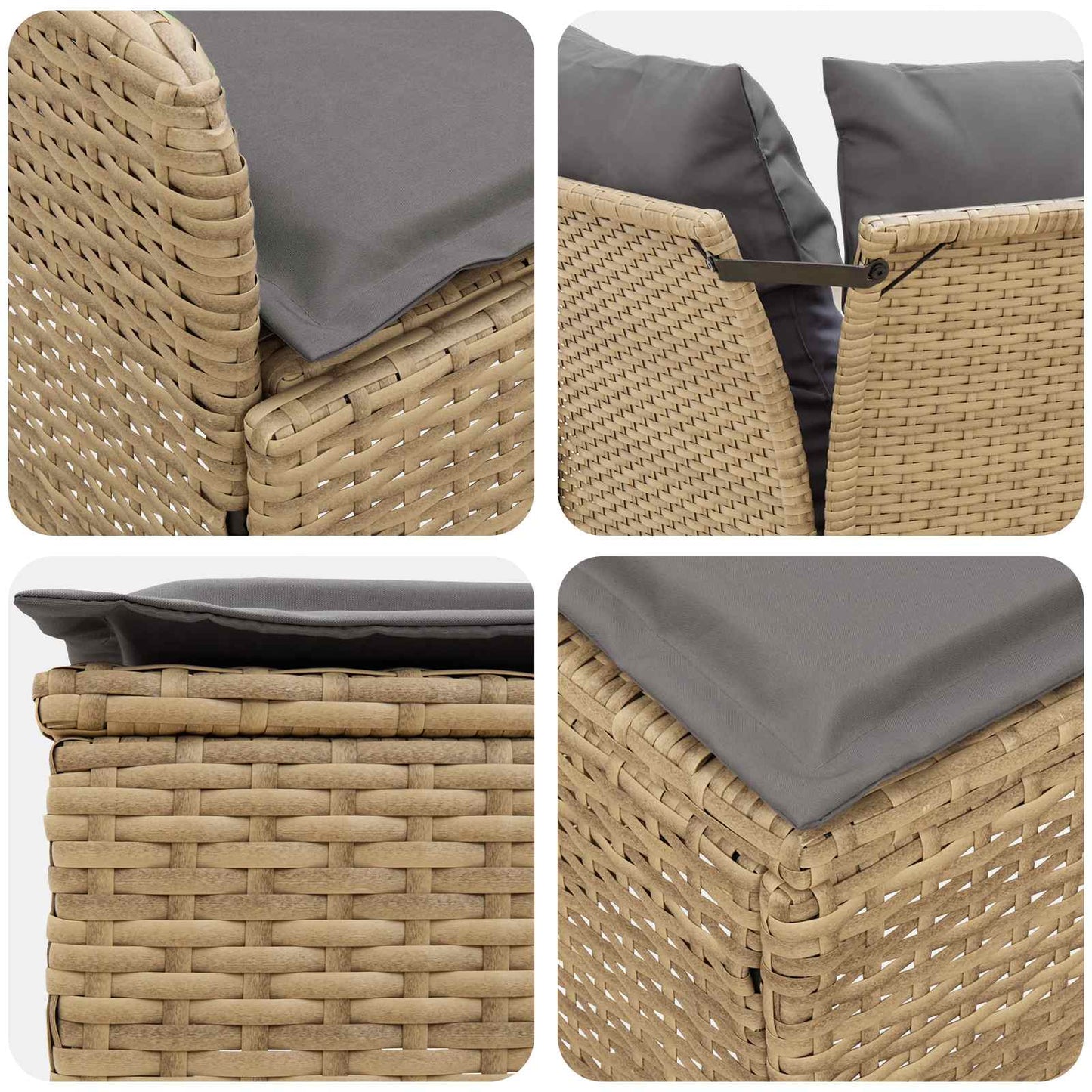 Set di Mobili 7 pcs Beige e Grigio Chiaro Rattan in PE | homemem39