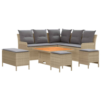 Set di Mobili 7 pcs Beige e Grigio Chiaro Rattan in PE | homemem39