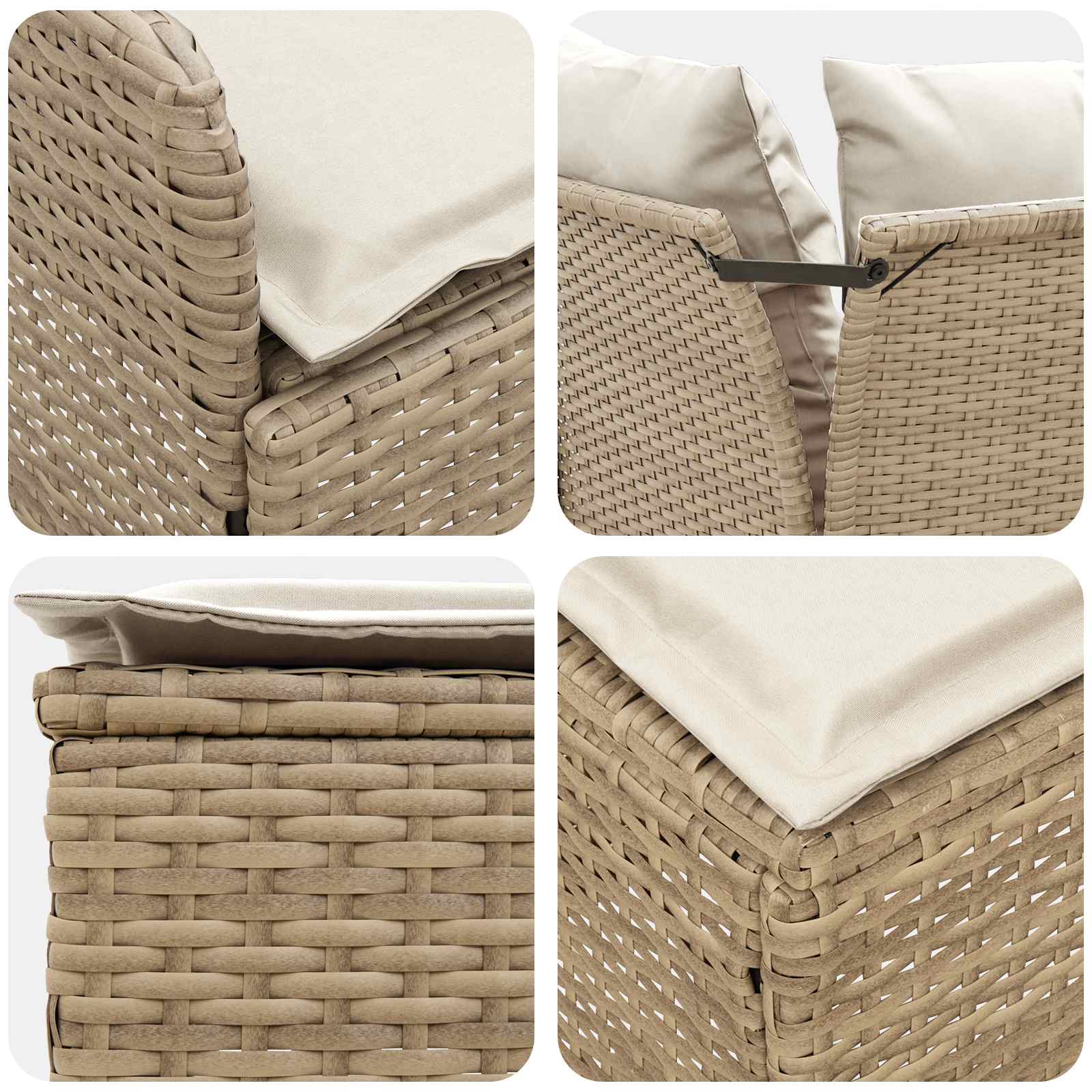Set di Mobili con cuscino 7 pcs Beige e Crema Rattan in PE | homemem39