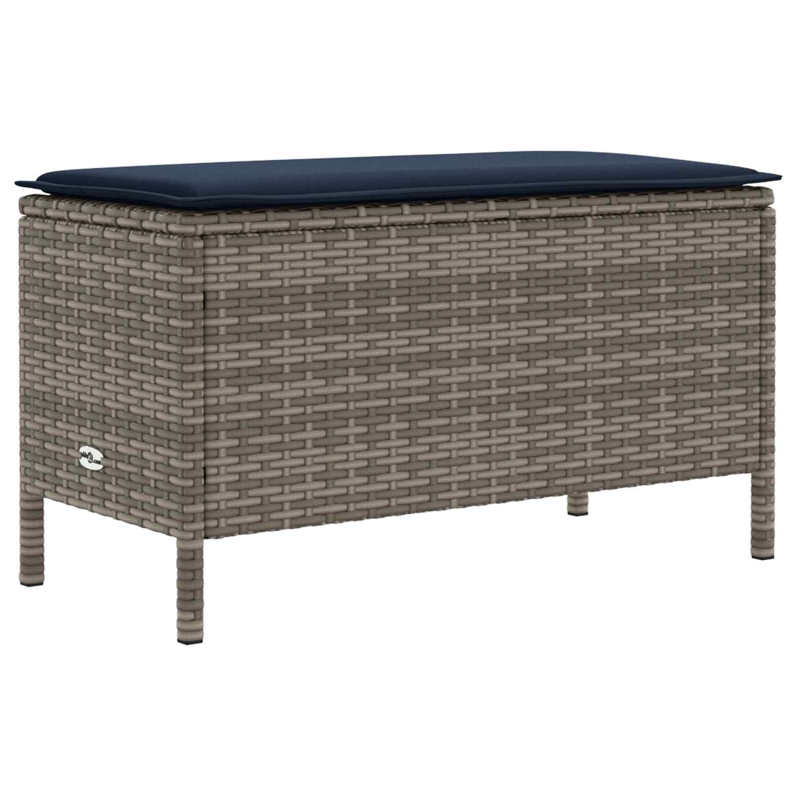 Set di Mobili con cuscino 7 pcs Grigio e Blu Navy Rattan in PE | homemem39