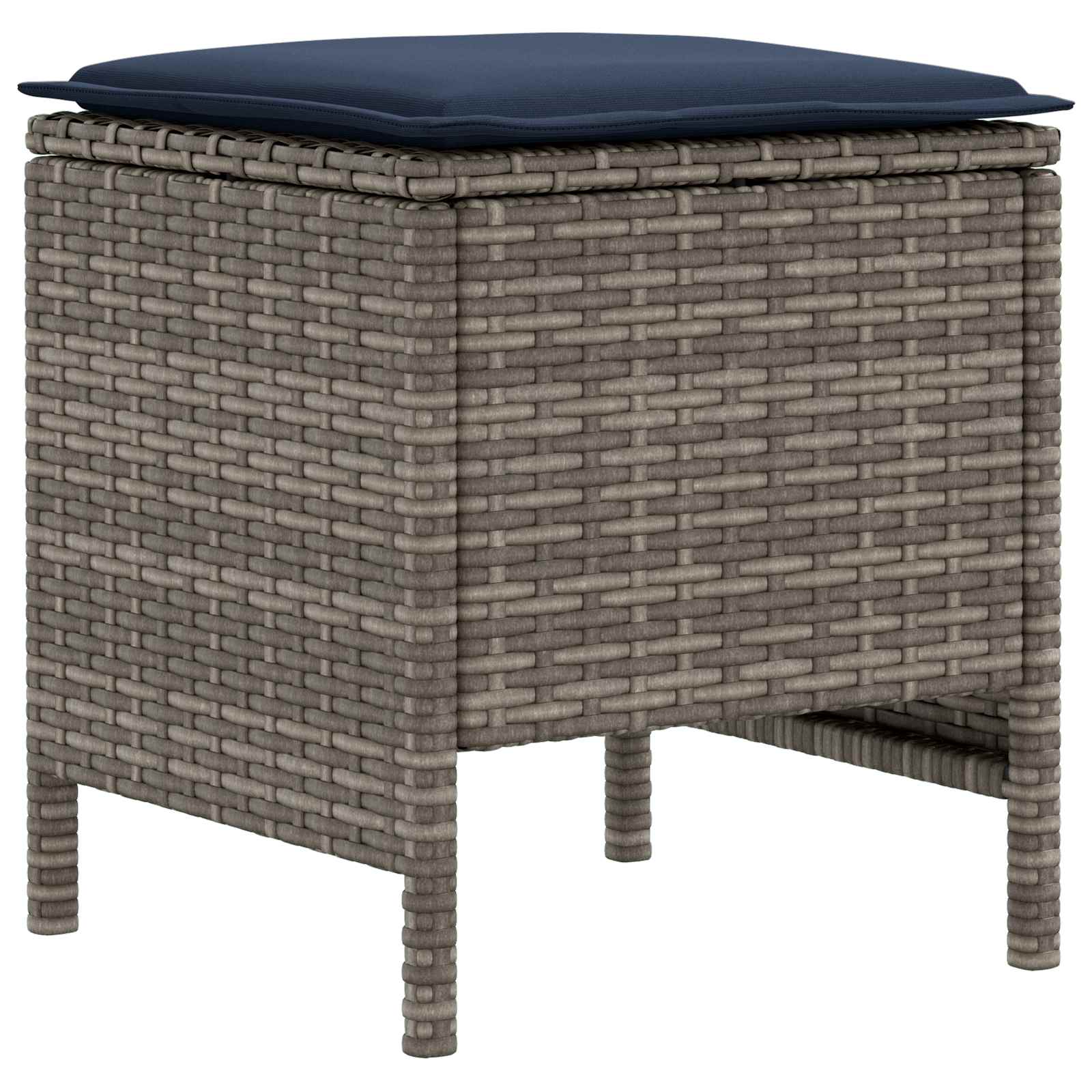 Set di Mobili con cuscino 7 pcs Grigio e Blu Navy Rattan in PE | homemem39