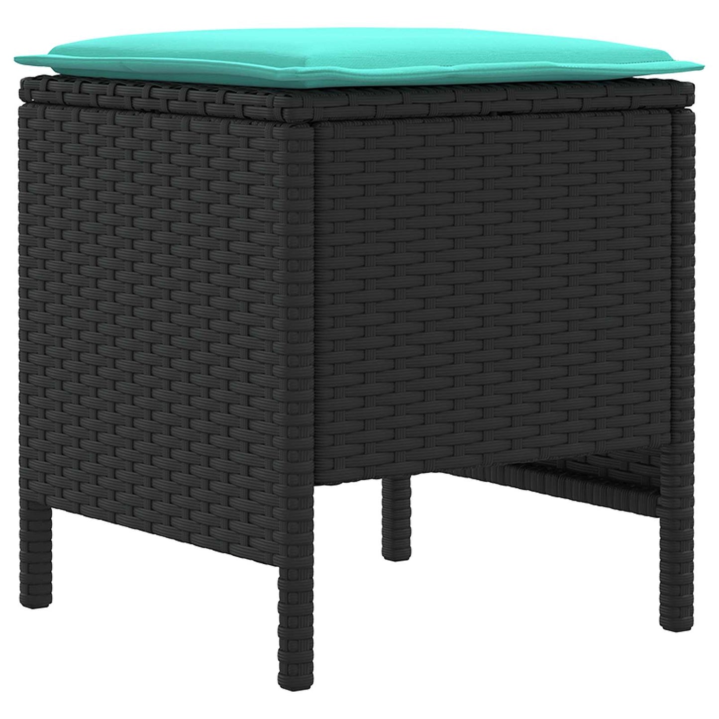 Set di Mobili con cuscino 7 pcs Nero e Turchese Rattan in PE | homemem39