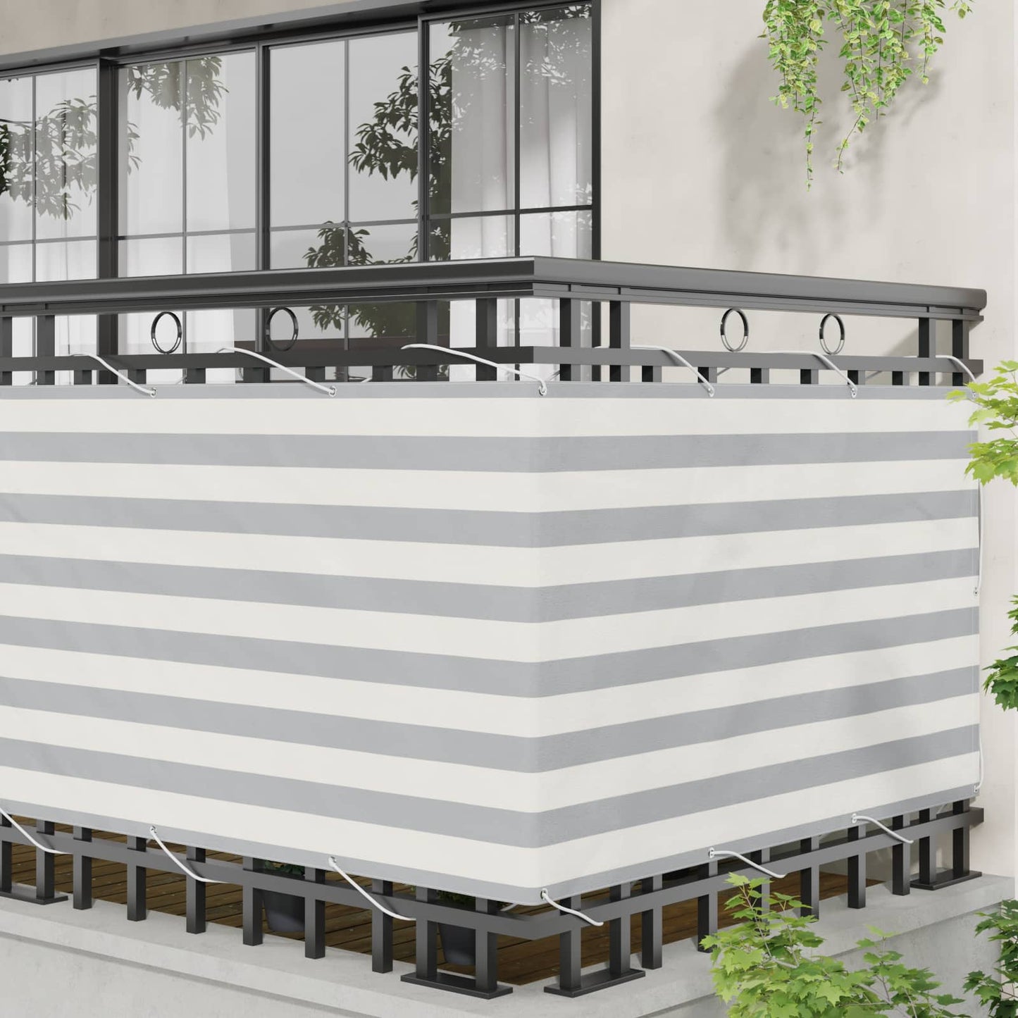 Schermo da balcone Grigio chiaro e bianco 90 x 400 cm | homemem39