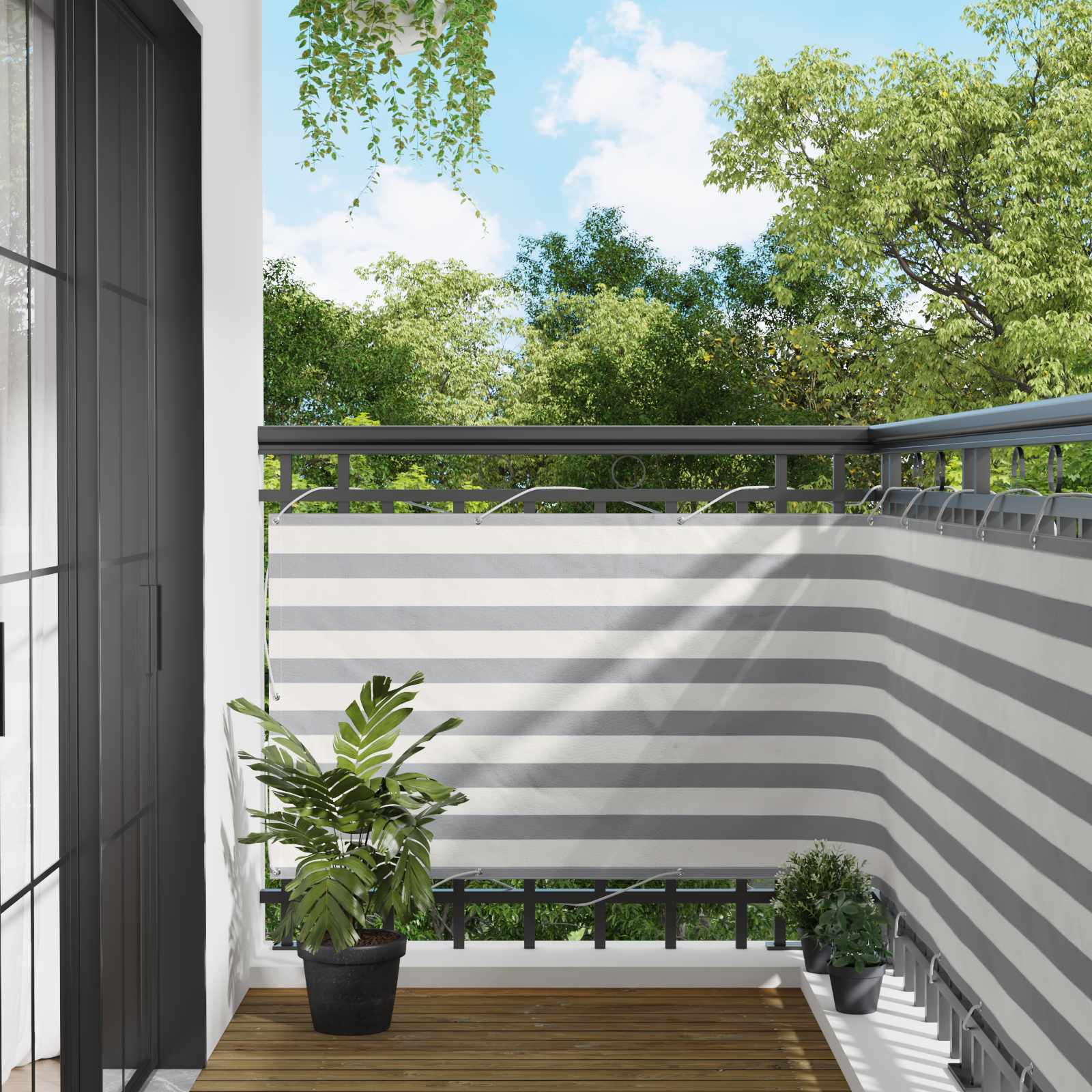 Schermo da balcone Grigio chiaro e bianco 100 x 1000 cm | homemem39
