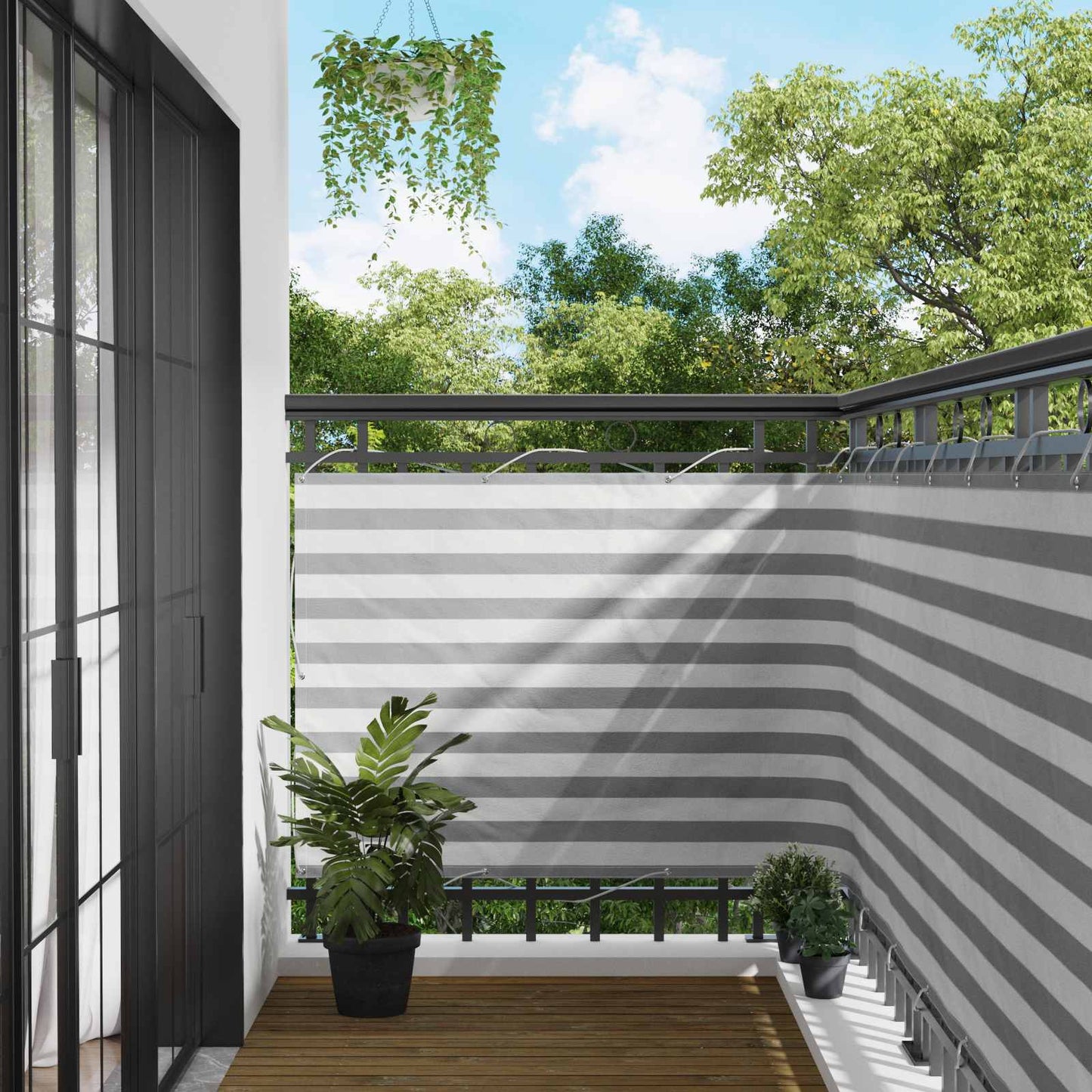 Schermo da balcone Grigio chiaro e bianco 120 x 600 cm | homemem39