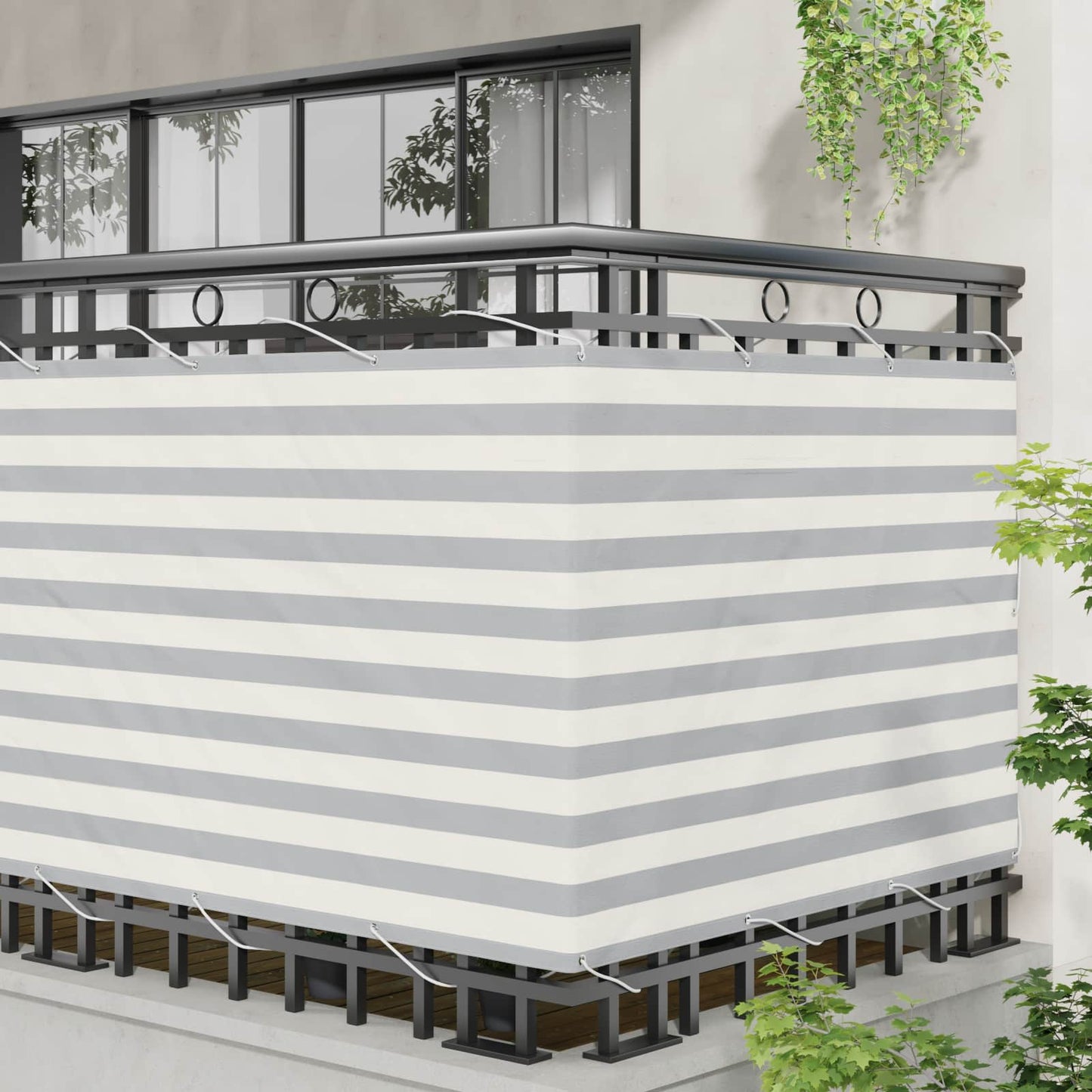 Schermo da balcone Grigio chiaro e bianco 120 x 1000 cm | homemem39