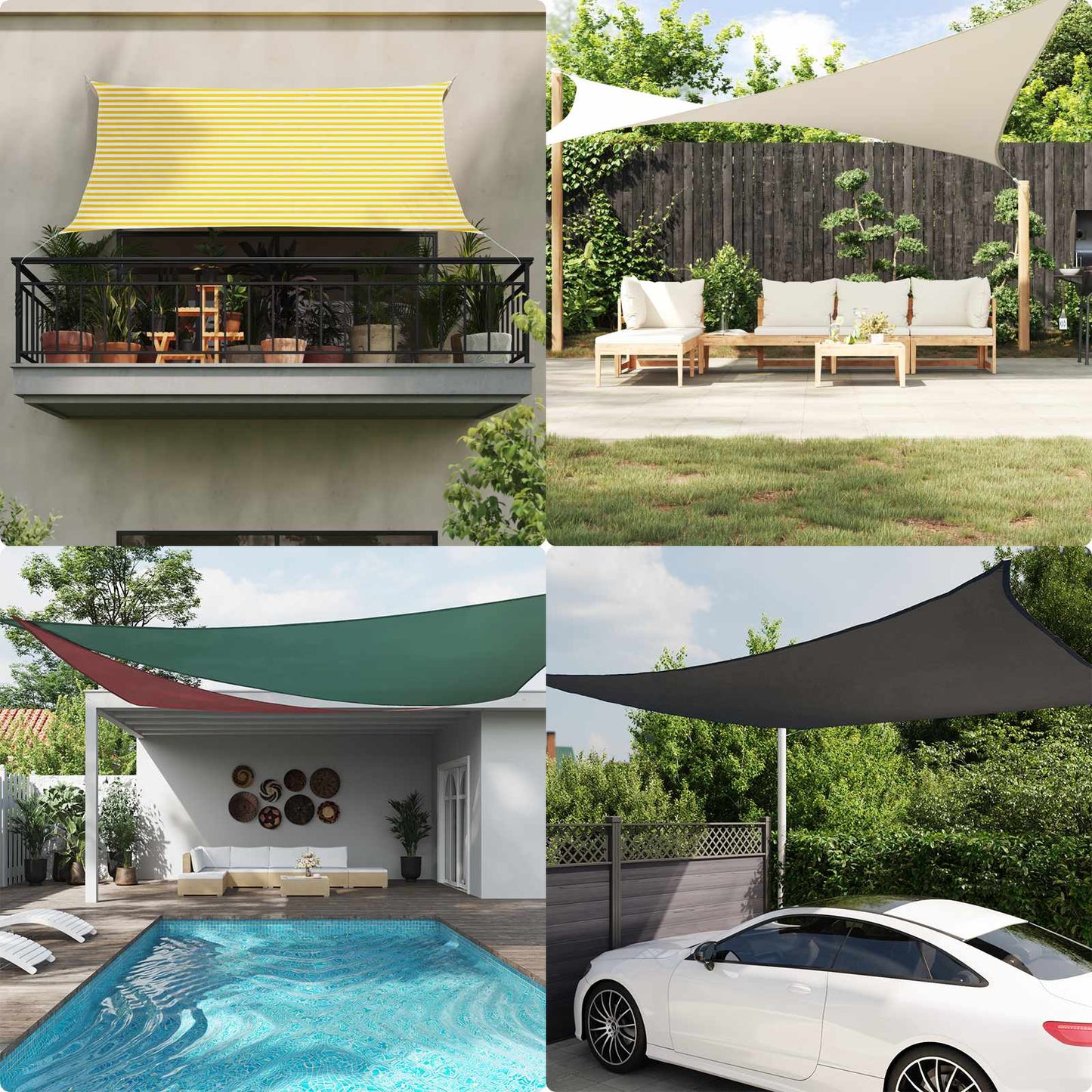 Vela da ombra solare Giallo e Bianco 4,5 x 4,5 m | homemem39