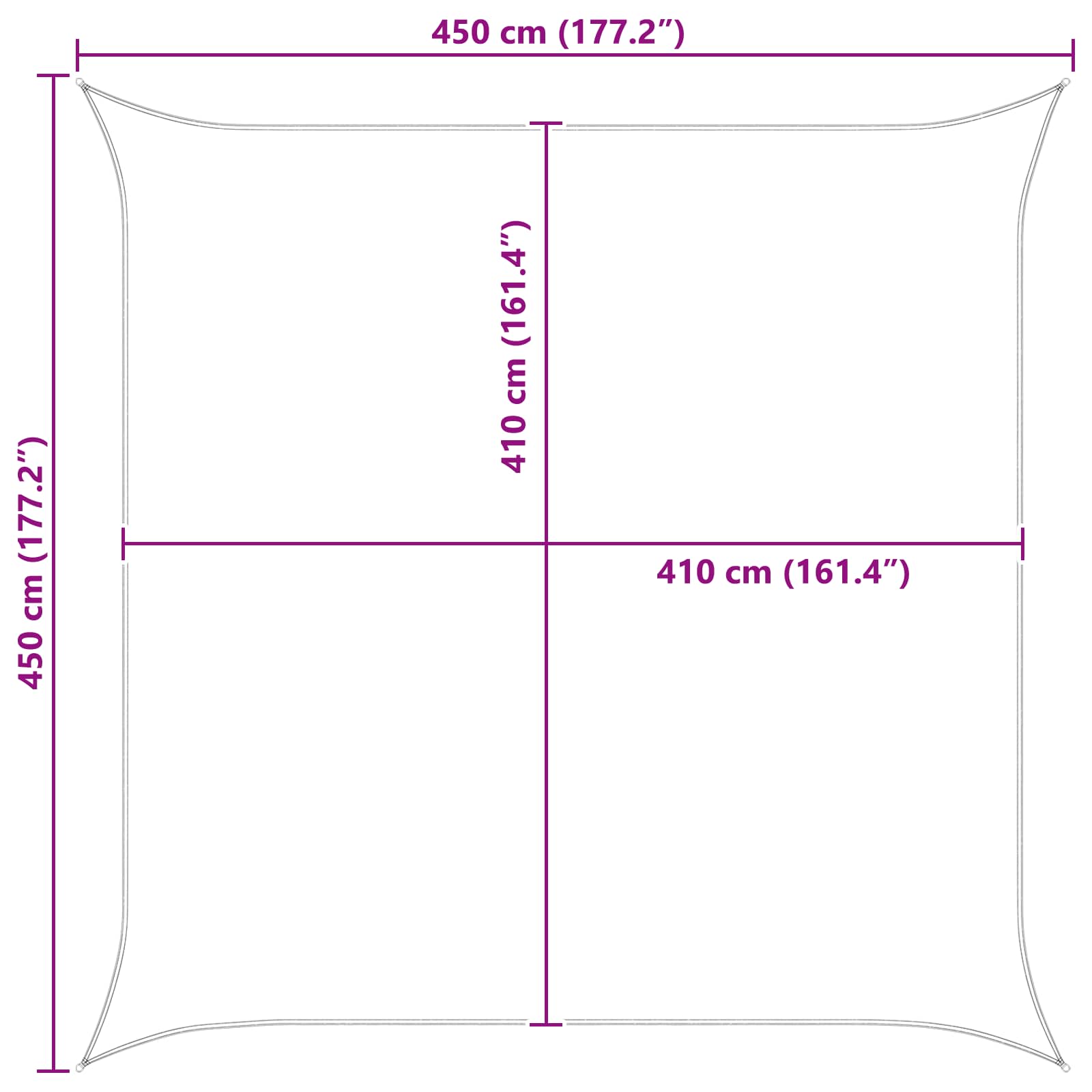 Vela da ombra solare Grigio chiaro e bianco 4,5 x 4,5 m | homemem39