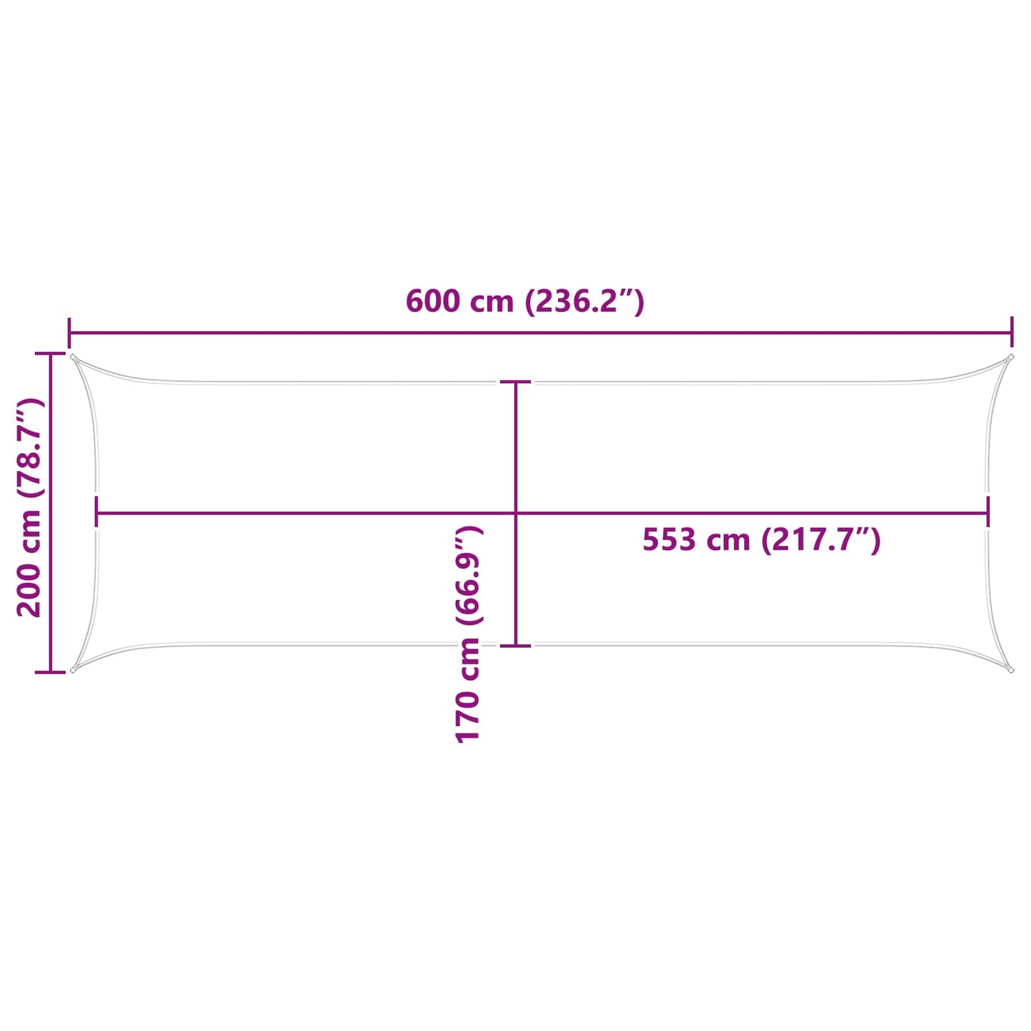Vela da ombra solare Grigio Chiaro 6 x 2 m | homemem39