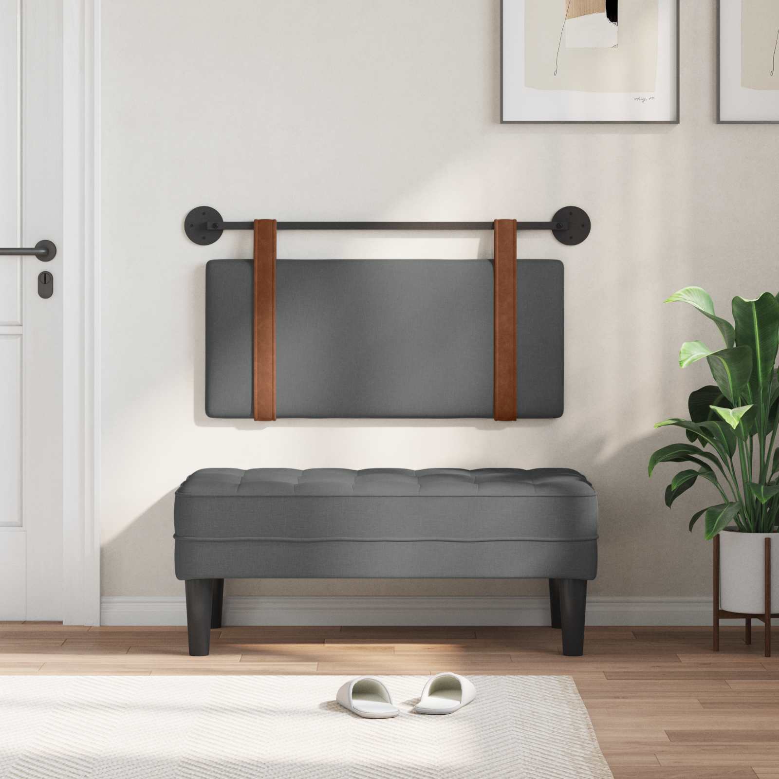 Testiera sospesa Grigio scuro PU Antico | homemem39
