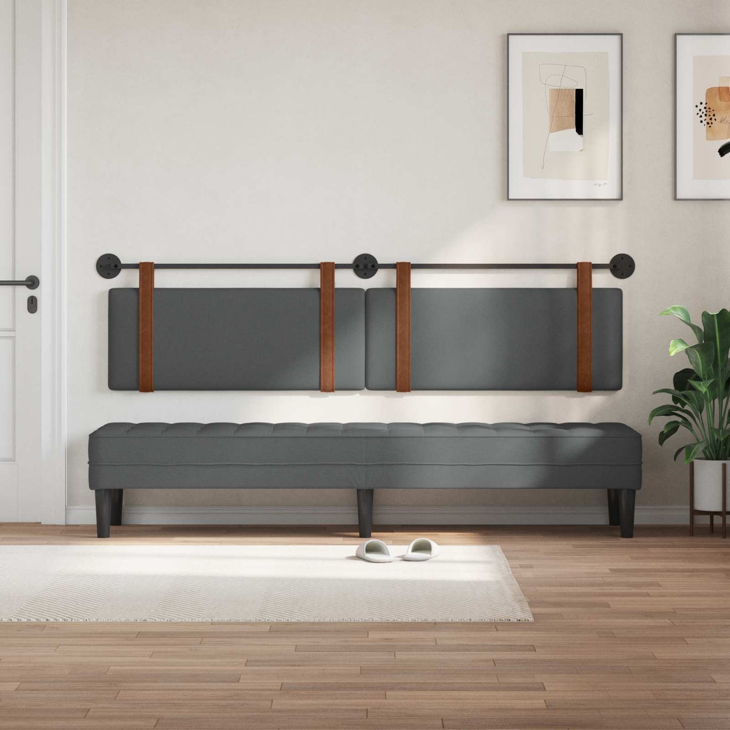 Testiera sospesa Grigio scuro PU Antico | homemem39