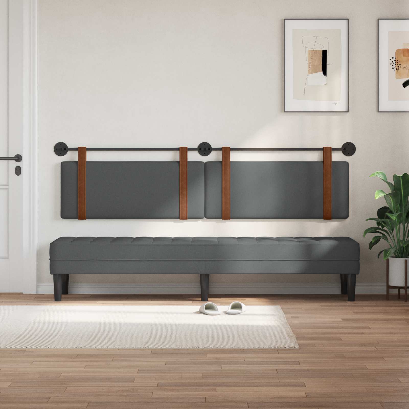 Testiera sospesa Grigio scuro PU Antico | homemem39