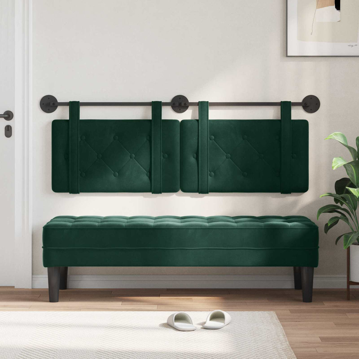 Testiera sospesa Verde Scuro Velluto | homemem39