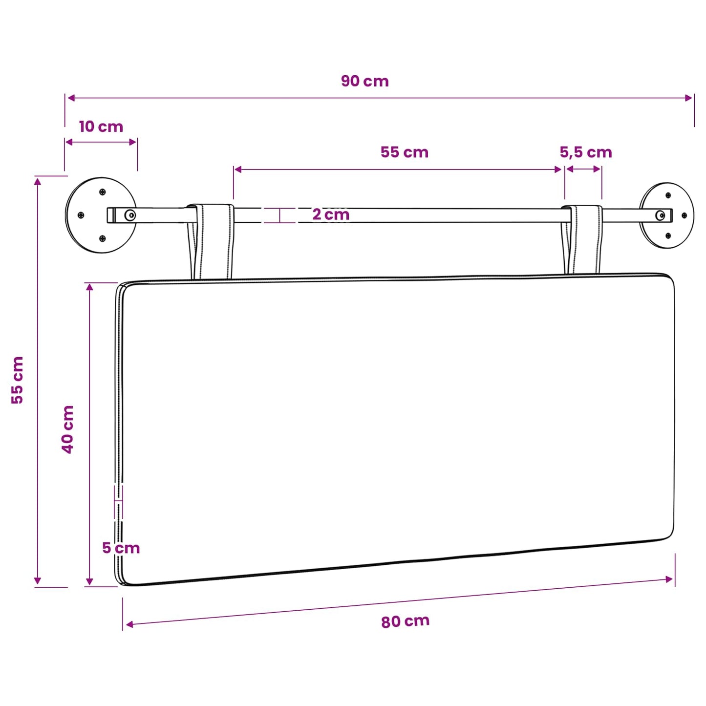 Testiera sospesa Tessuto in Cords