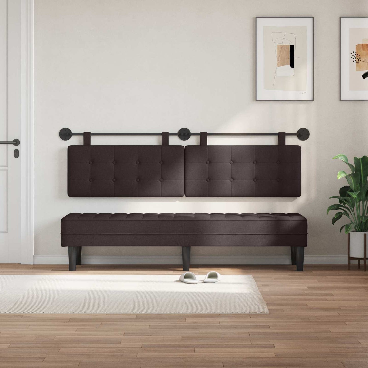 Testiera sospesa Marrone Scuro Tessuto | homemem39
