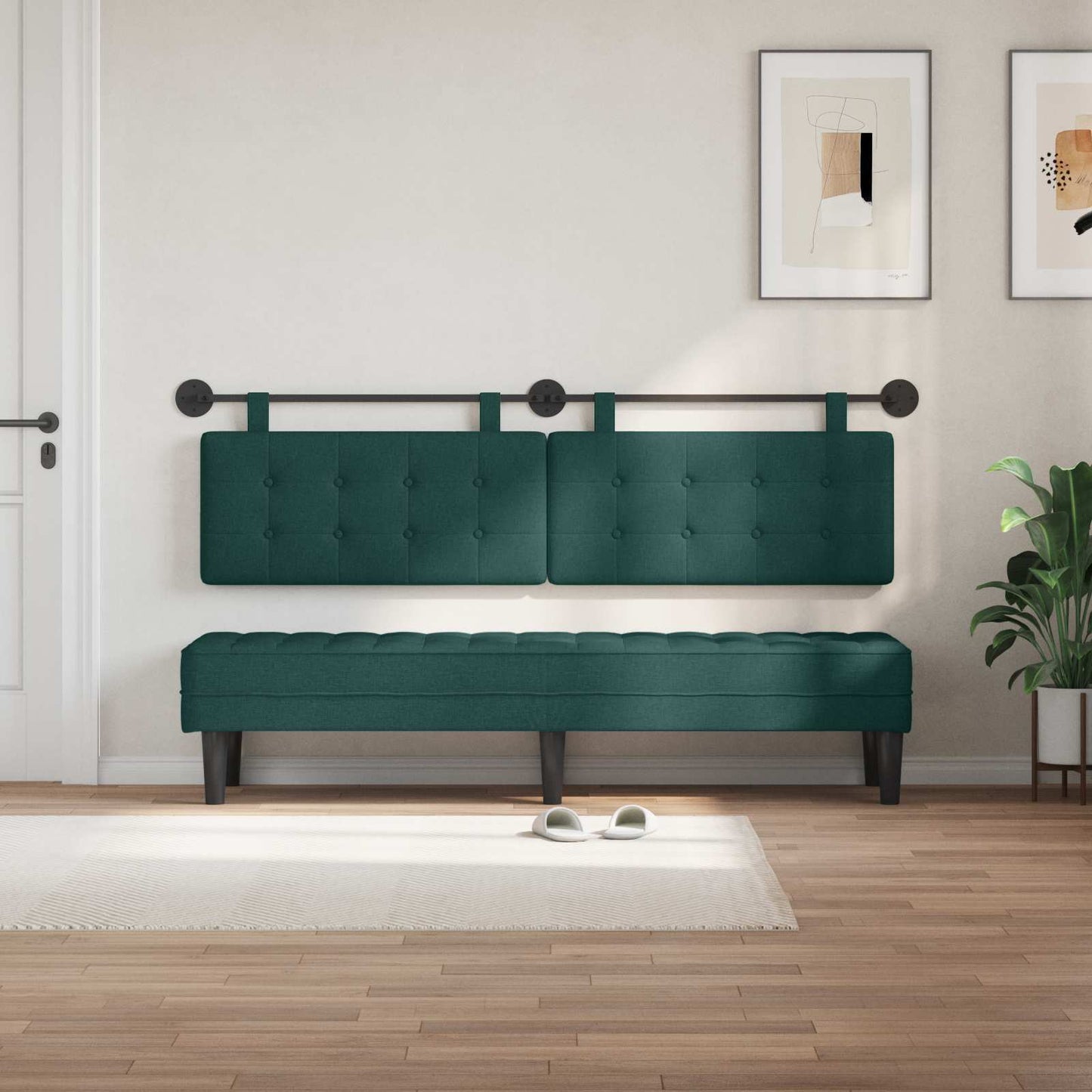Testiera sospesa Verde Scuro Tessuto | homemem39