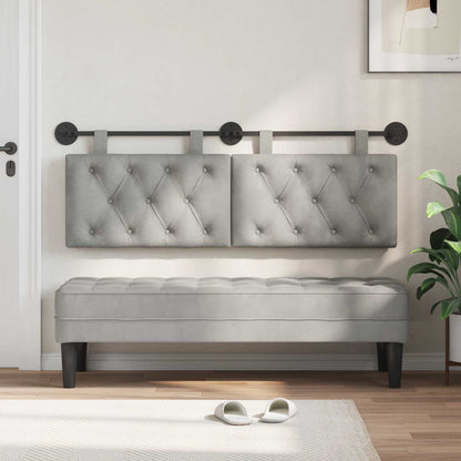Testiera sospesa Con luce LED Grigio Chiaro Velluto | homemem39