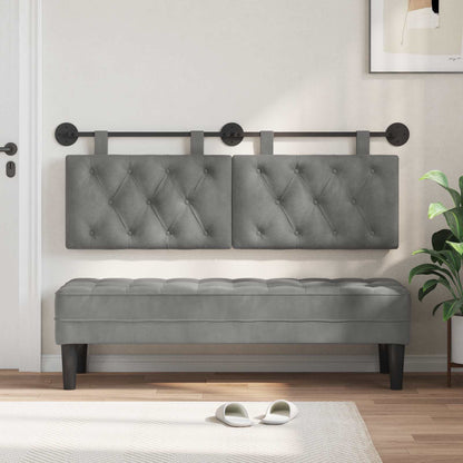 Testiera sospesa Con luce LED Grigio Scuro Velluto | homemem39