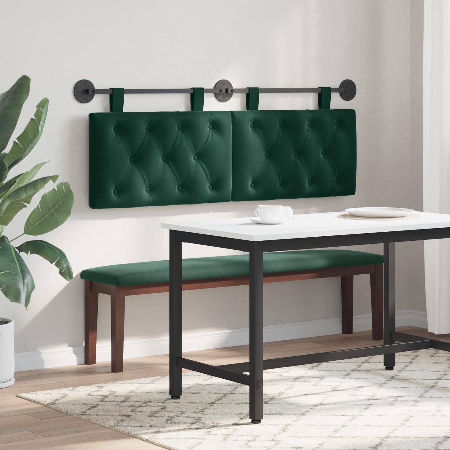 Testiera sospesa Con luce LED Verde Scuro Velluto | homemem39