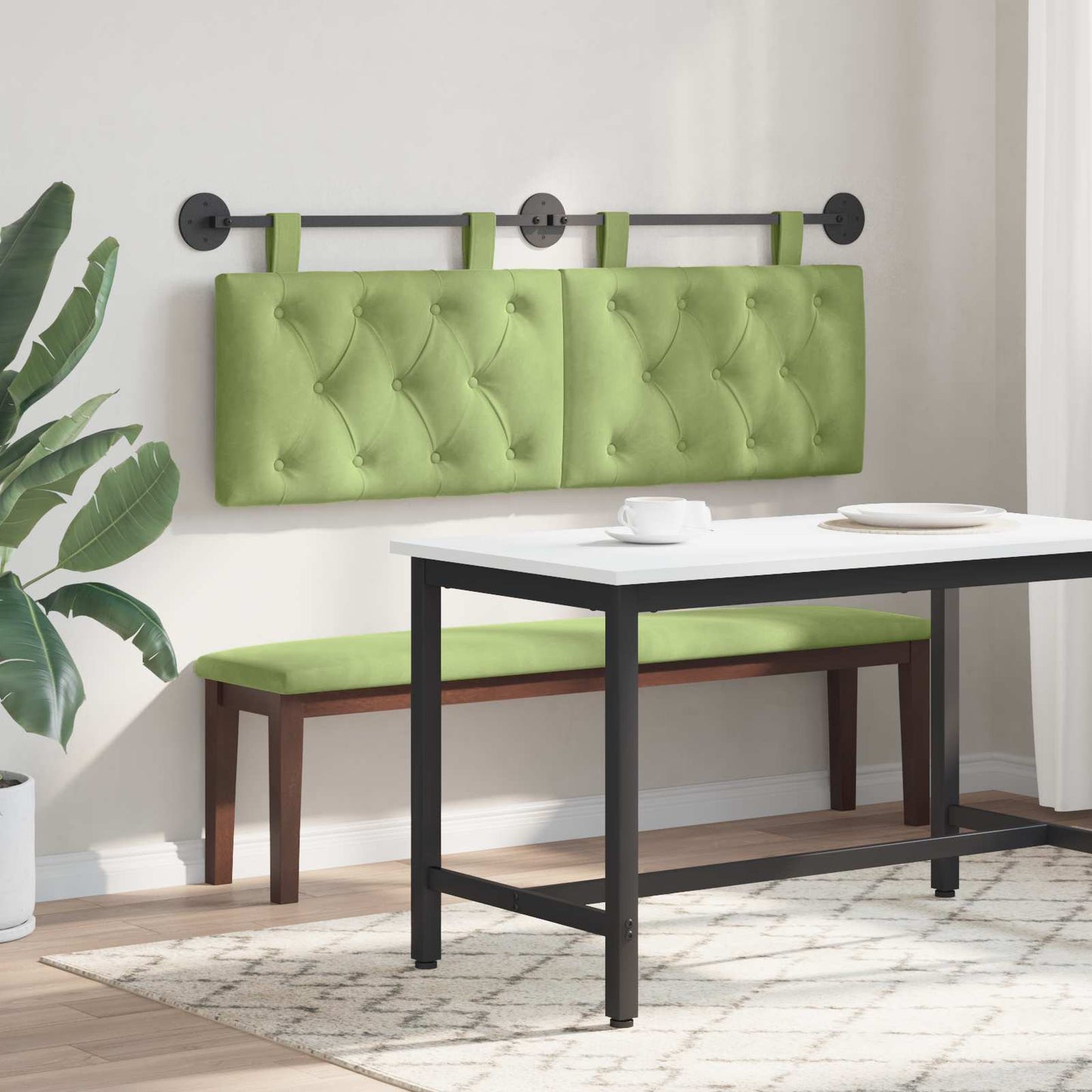 Testiera sospesa Con luce LED Verde chiaro Velluto | homemem39