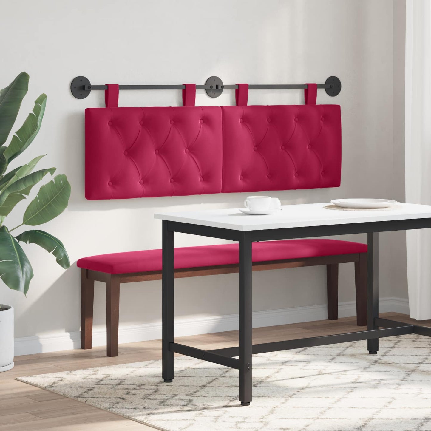 Testiera sospesa Con luce LED Rosso Vino Velluto | homemem39