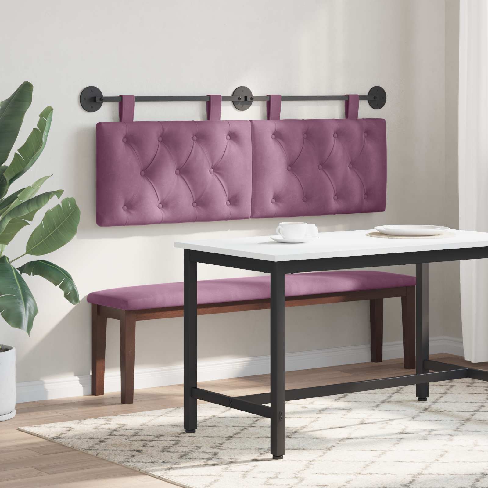 Testiera sospesa Con luce LED Viola Velluto | homemem39