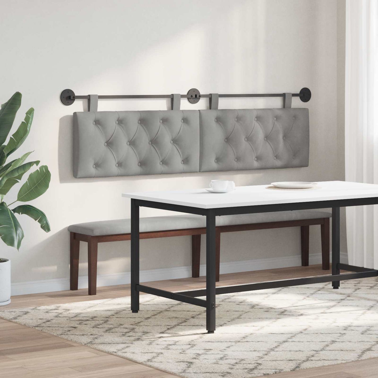 Testiera sospesa Con luce LED Grigio Chiaro Velluto | homemem39