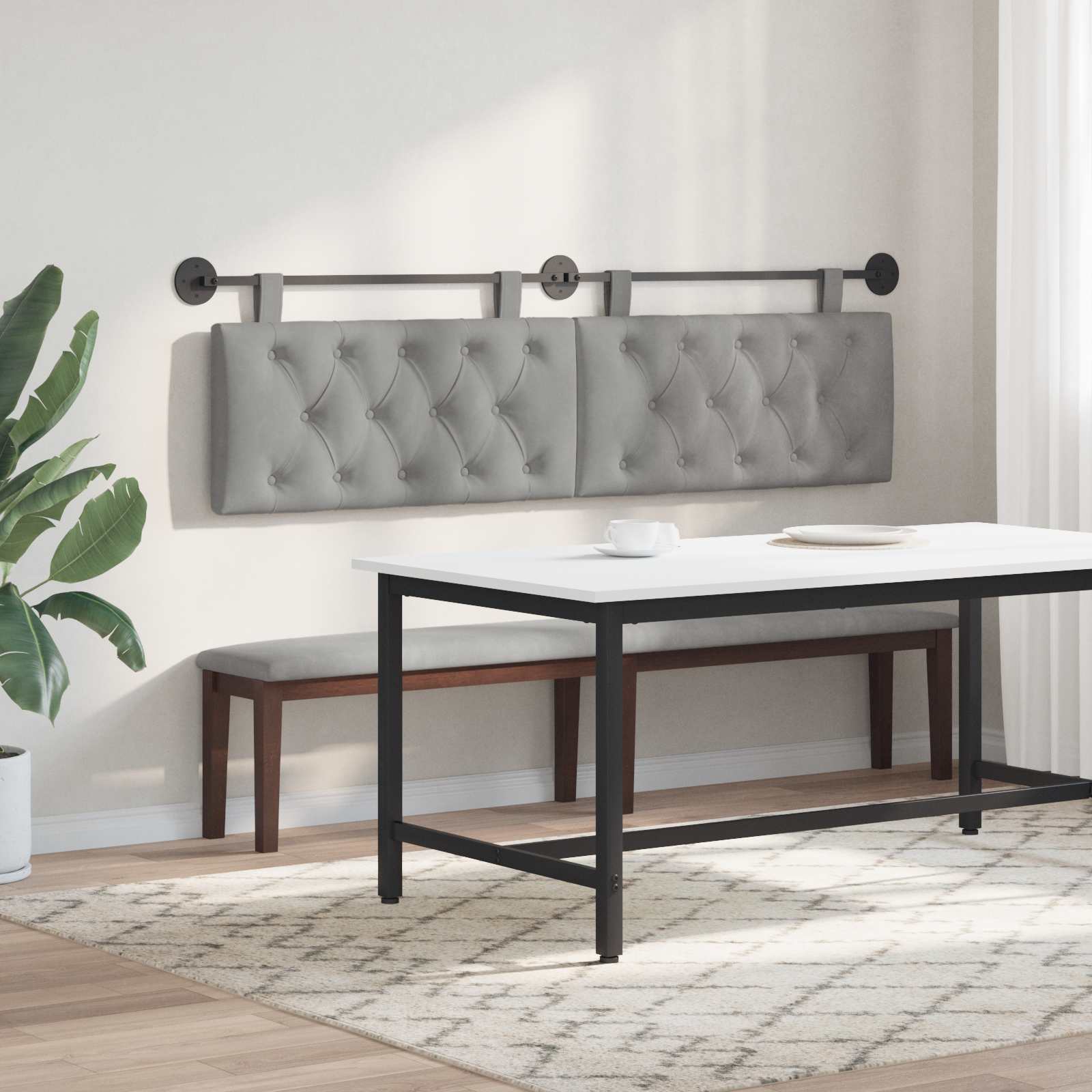 Testiera sospesa Con luce LED Grigio Chiaro Velluto | homemem39