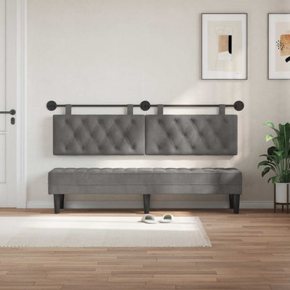 Testiera sospesa Con luce LED Grigio Scuro Velluto