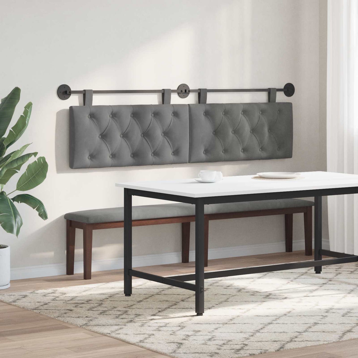 Testiera sospesa Con luce LED Grigio Scuro Velluto | homemem39