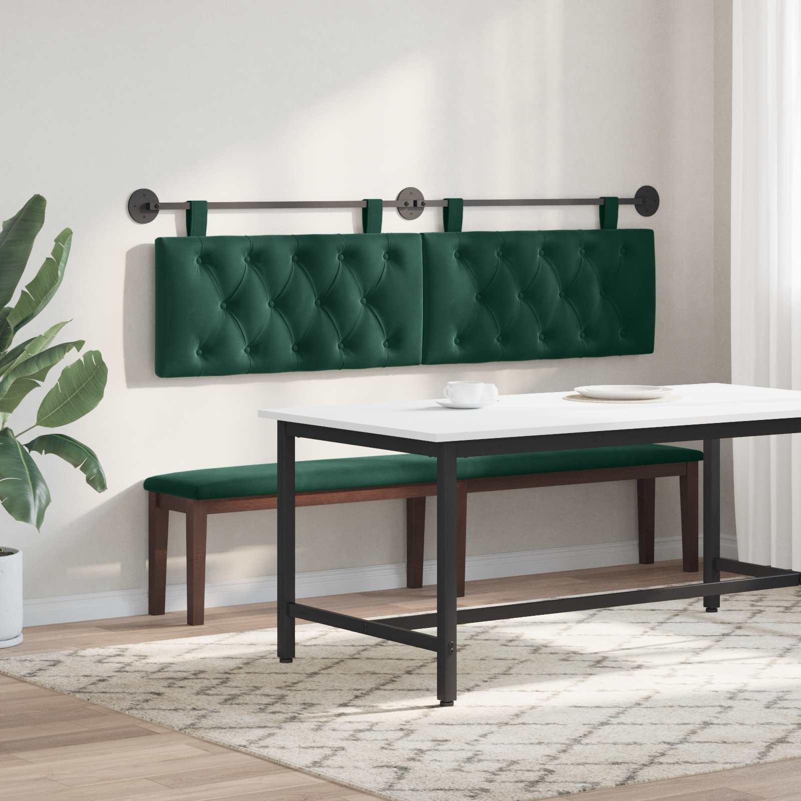 Testiera sospesa Con luce LED Verde Scuro Velluto | homemem39