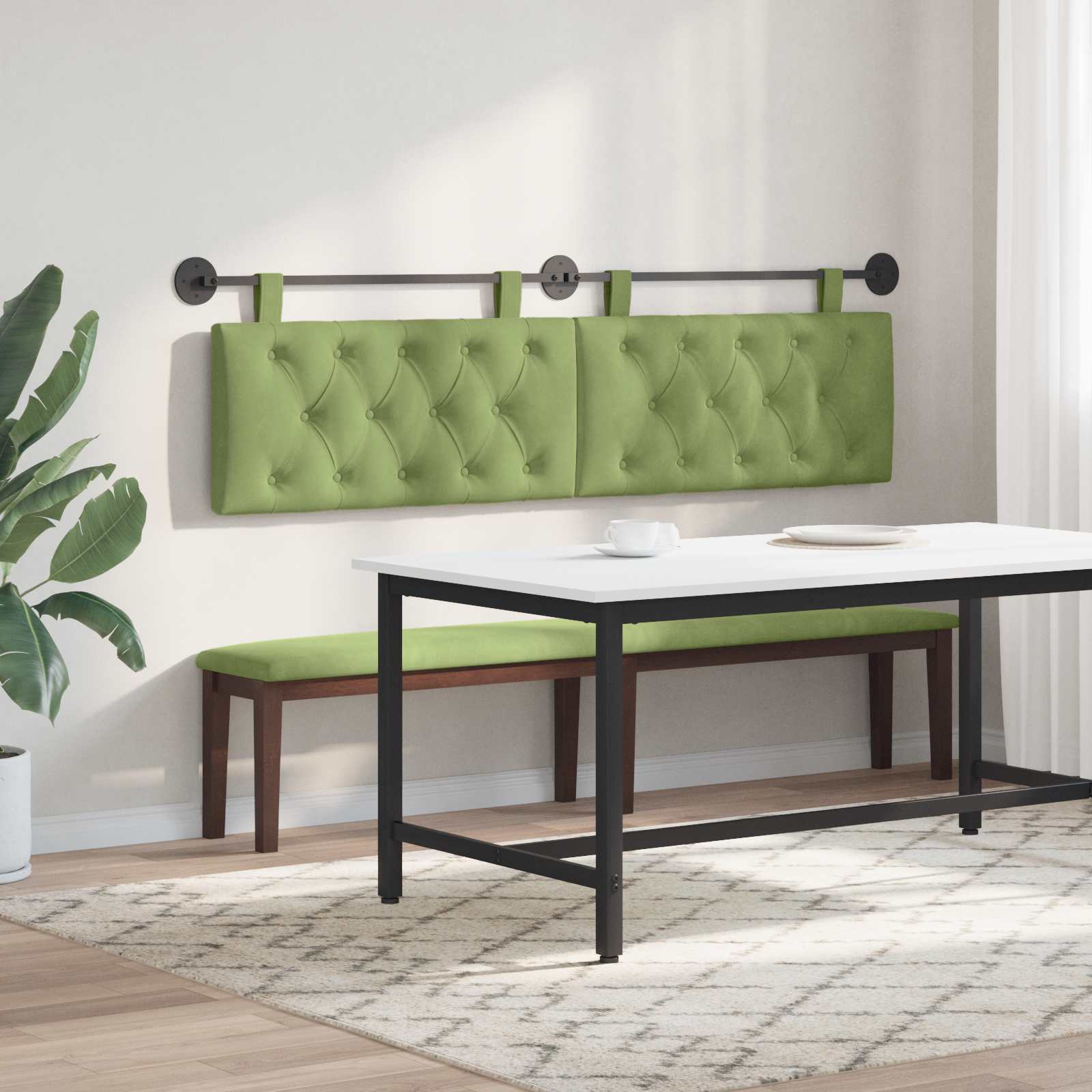 Testiera sospesa Con luce LED Verde chiaro Velluto | homemem39