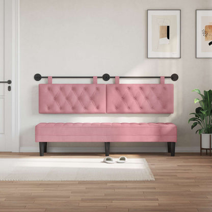 Testiera sospesa Con luce LED Rosa Velluto