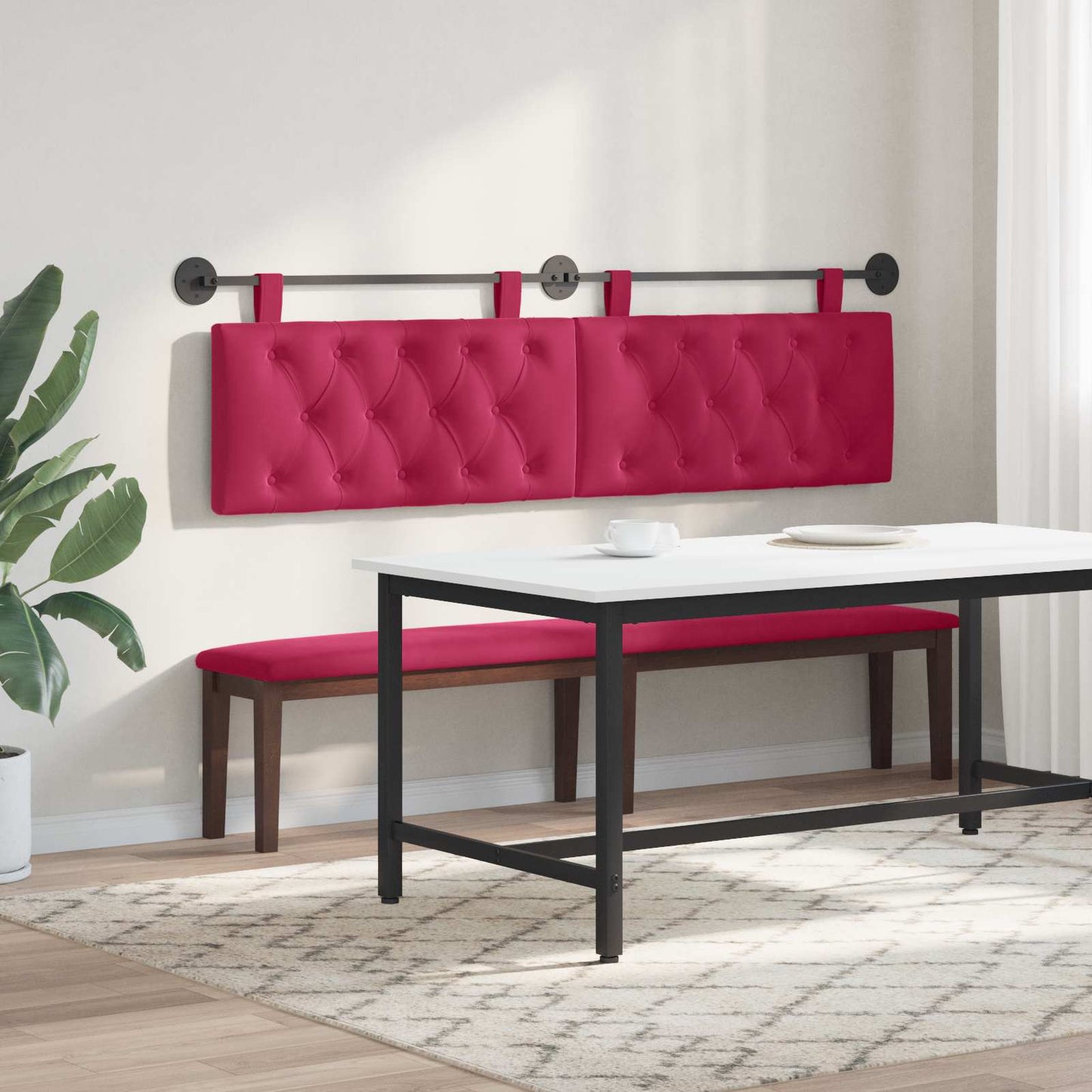 Testiera sospesa Con luce LED Rosso Vino Velluto | homemem39