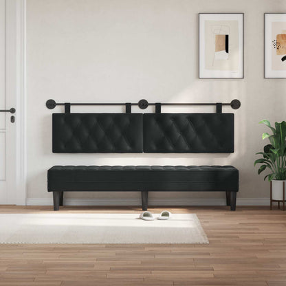 Testiera sospesa Con luce LED Nero Velluto