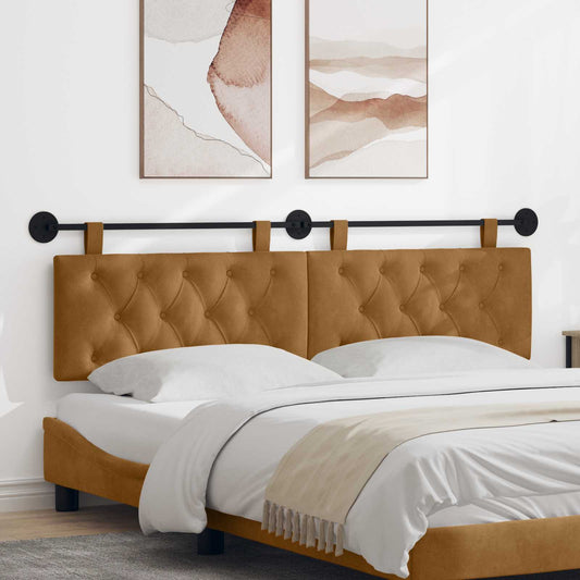 Testiera sospesa Con luce LED Marrone Velluto | homemem39