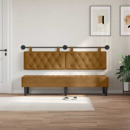 Testiera sospesa Con luce LED Marrone Velluto | homemem39