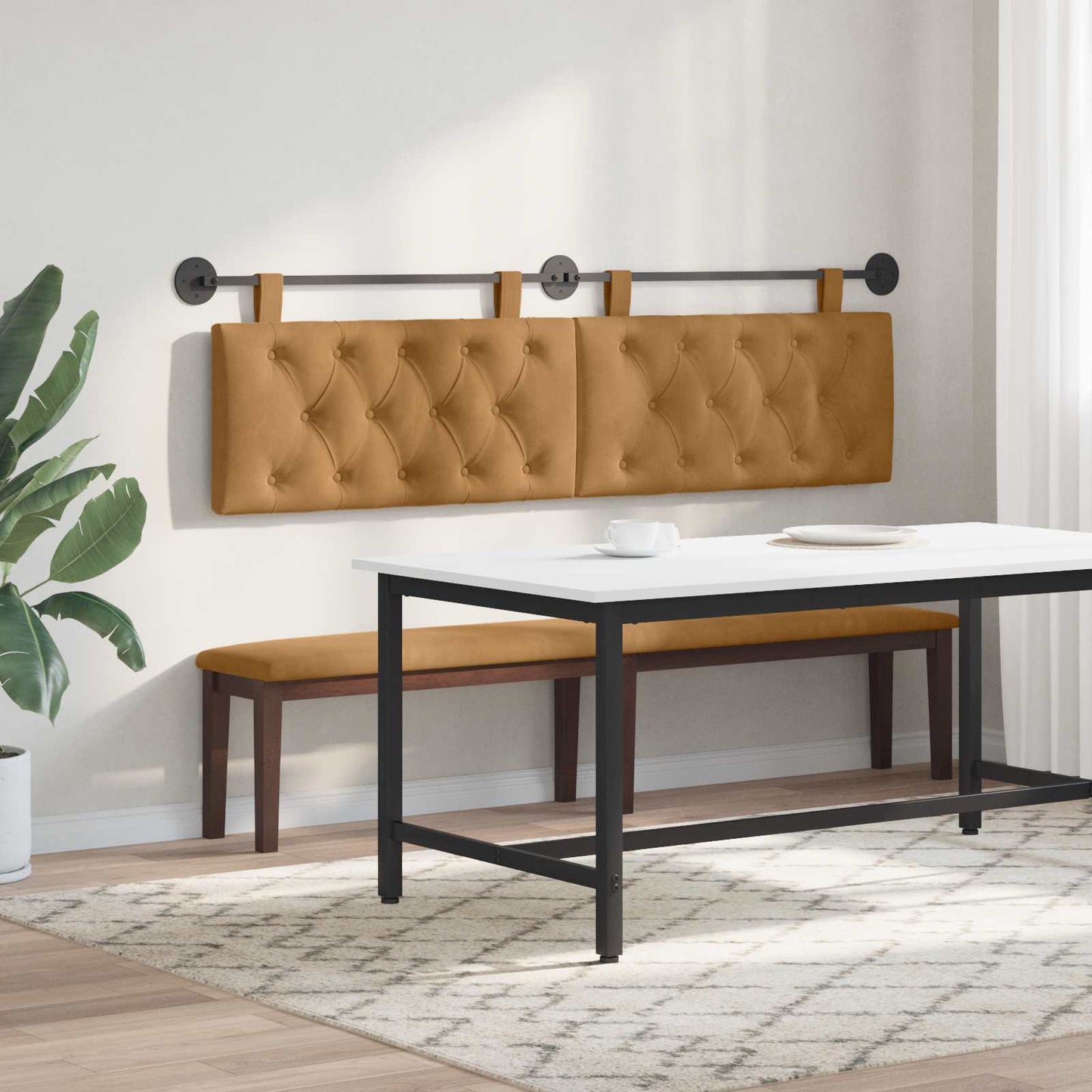 Testiera sospesa Con luce LED Marrone Velluto | homemem39