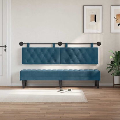 Testiera sospesa Con luce LED Blu Velluto | homemem39