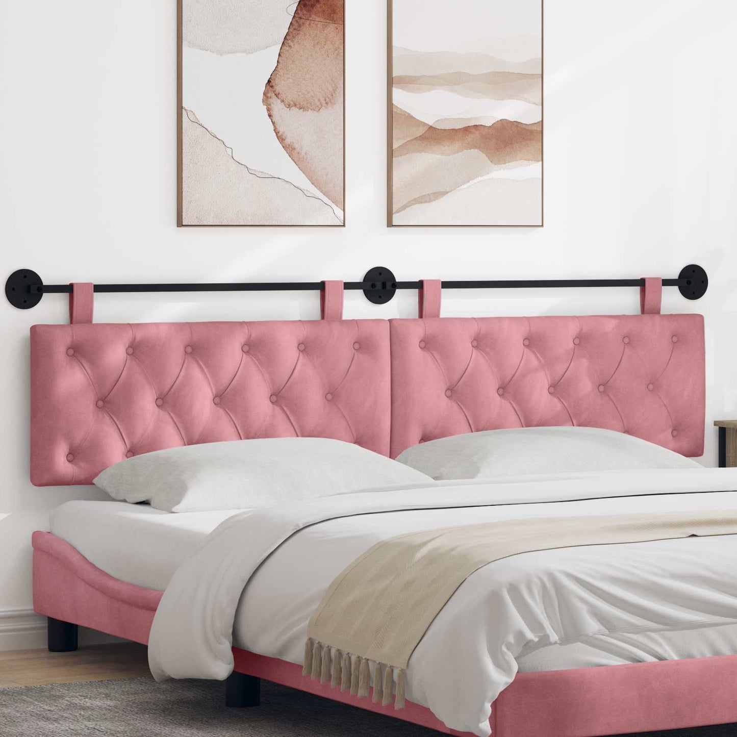 Testiera sospesa Con luce LED Rosa Velluto