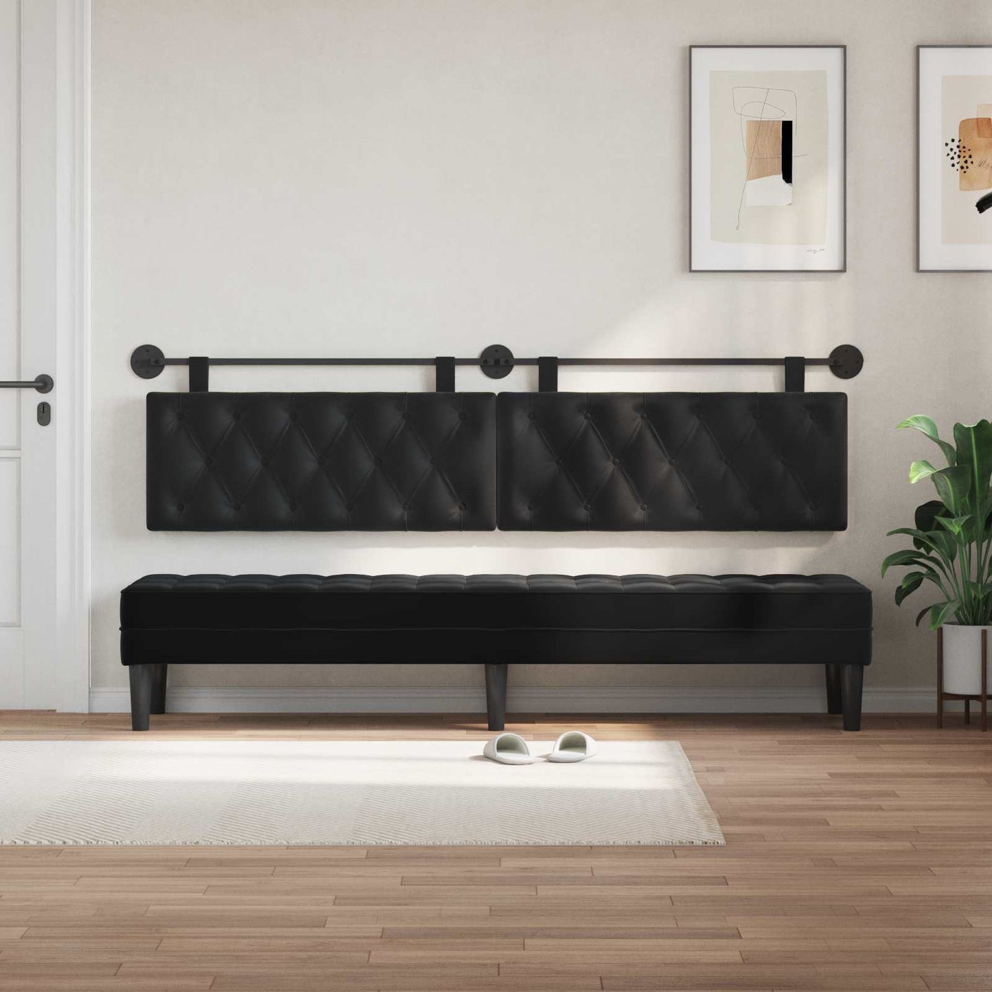 Testiera sospesa Con luce LED Nero Velluto